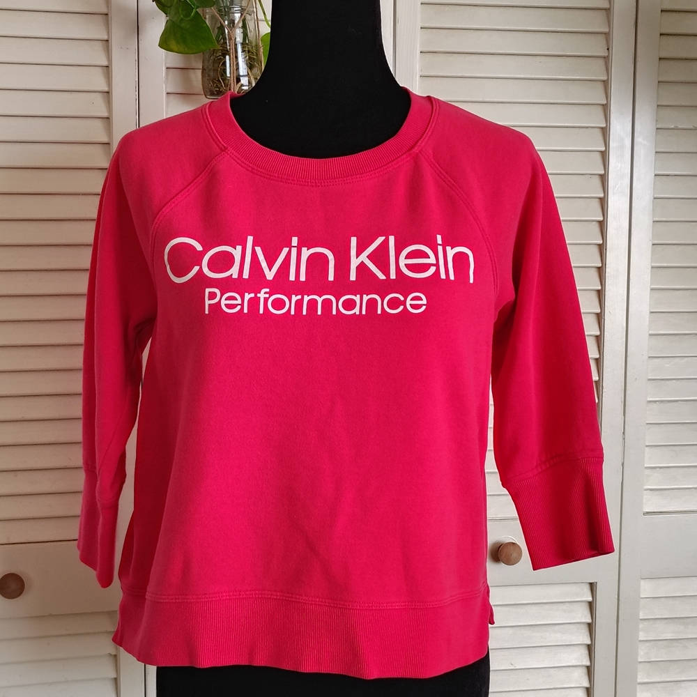 Calvin Klein Performance Hot Pink Logo Cropped Sweatshirt Size S – Like New